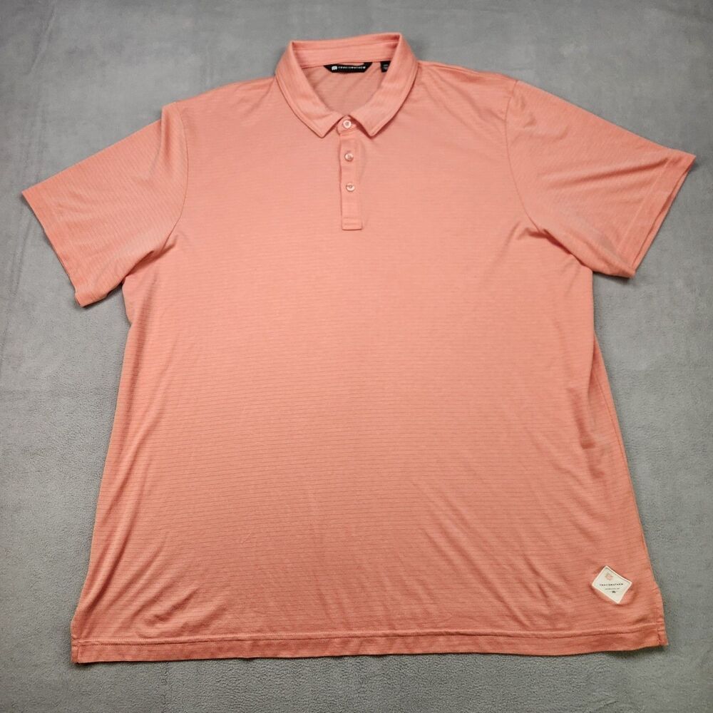 Travis Mathew Polo Shirt Men's 3XL Orange Short Sleeve Stretch Performance Golf